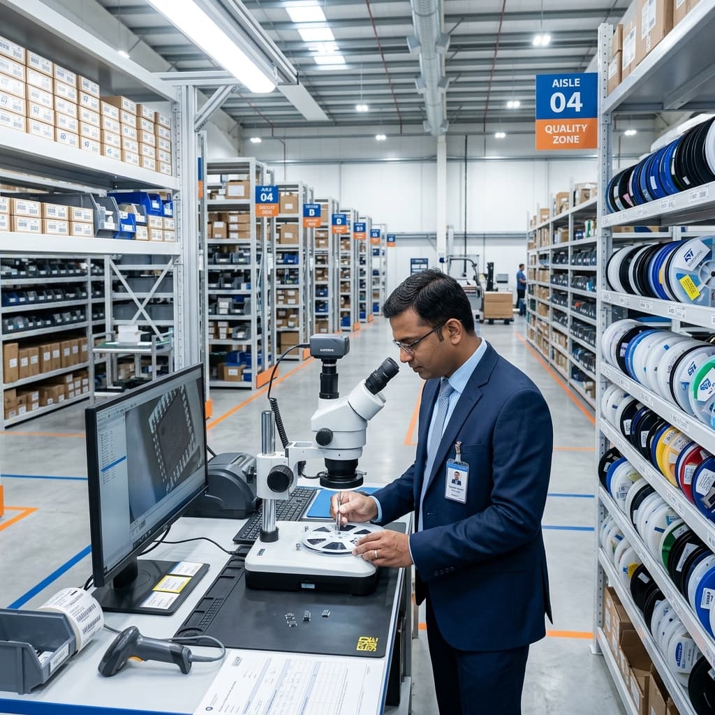Alfox Technologies warehouse - quality inspection of electronic components